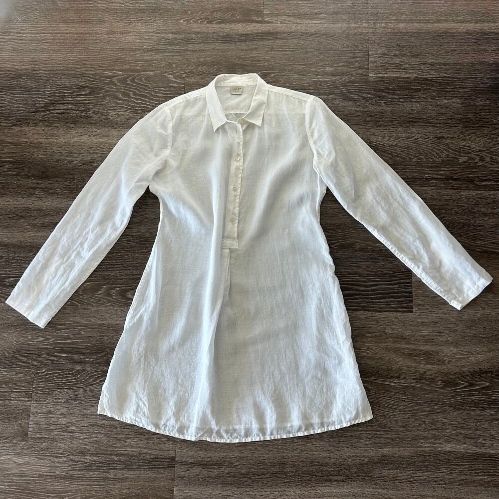 Pauw Amsterdam Sheer Ramie Button Front Shirt Tunic‎ White